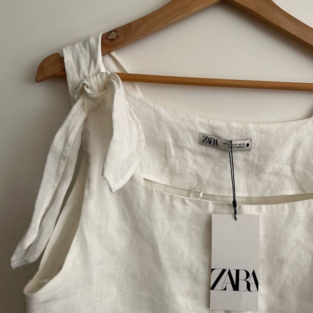 White linen Zara crop top